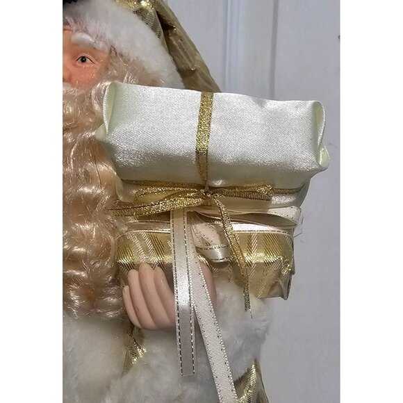 Victorian Gold Santa Claus Tree Topper 17" White Fur Christmas Holiday Figurine - Picture 10 of 10